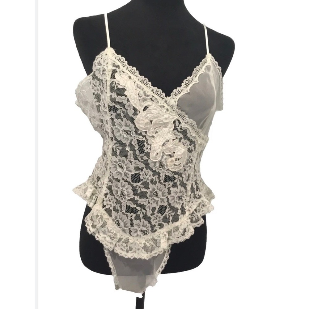 Victoria’s Secret Gold Label VTG 80s‎ 90s Lace Teddy Sz M Lingerie Bridal Ballet